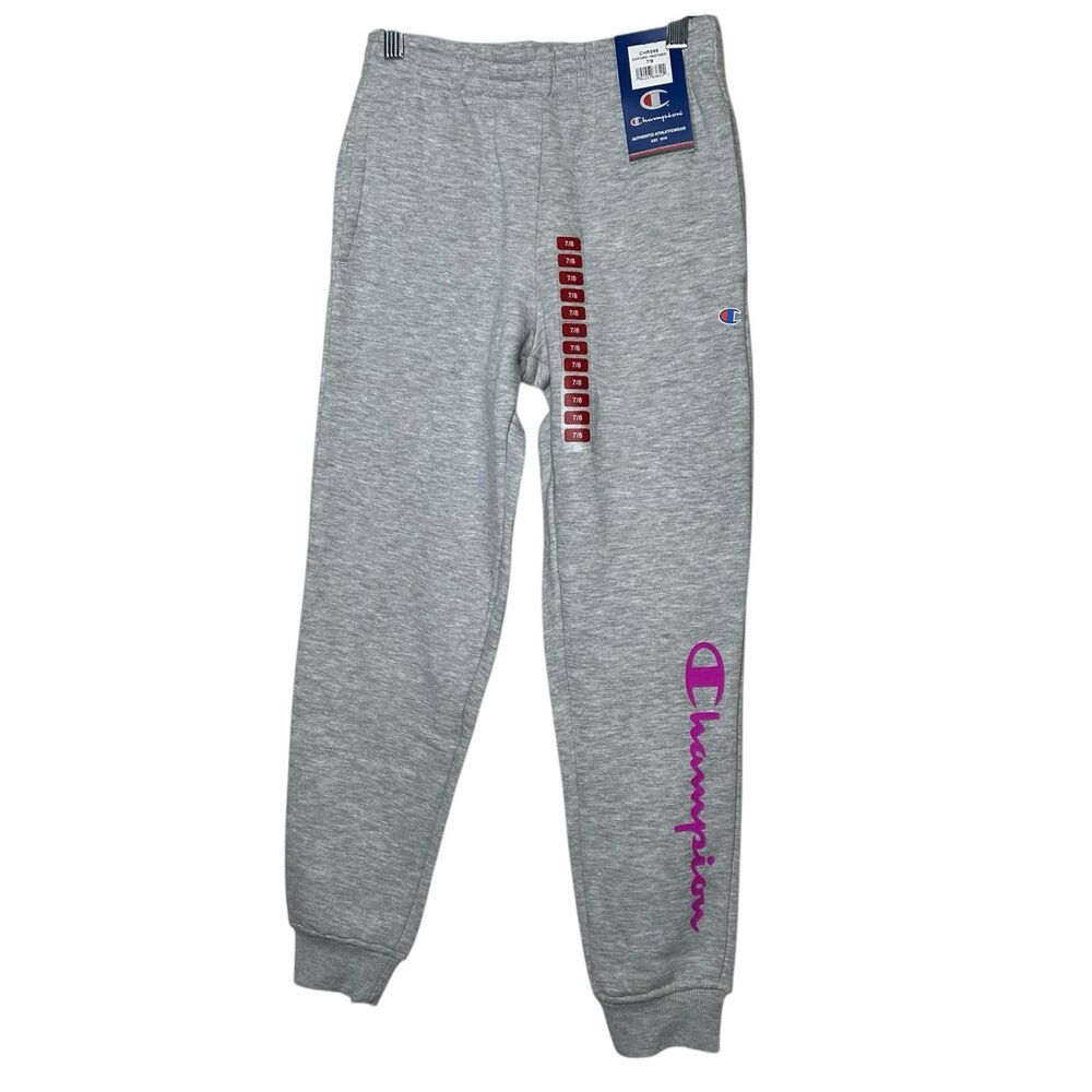 New Grey Champion sweatpants with pink logo  youth size 7/8